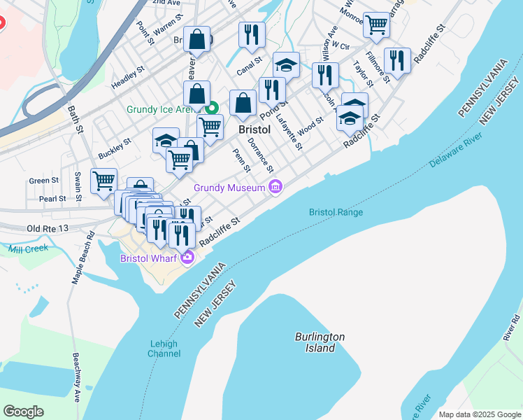 map of restaurants, bars, coffee shops, grocery stores, and more near 430 Radcliffe Street in Bristol
