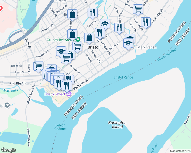 map of restaurants, bars, coffee shops, grocery stores, and more near 430 Radcliffe Street in Bristol