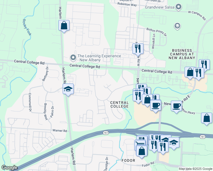 map of restaurants, bars, coffee shops, grocery stores, and more near 6885 Marigny Street in New Albany