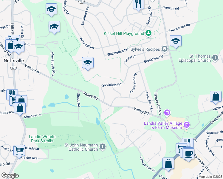 map of restaurants, bars, coffee shops, grocery stores, and more near 510 Somerset Road in Lancaster