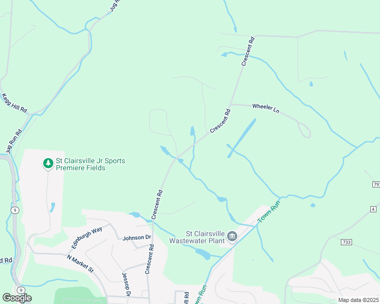 map of restaurants, bars, coffee shops, grocery stores, and more near 69745 Crescent Road in Saint Clairsville