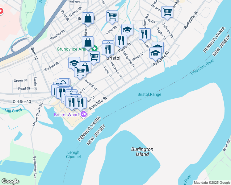 map of restaurants, bars, coffee shops, grocery stores, and more near 430 Radcliffe Street in Bristol