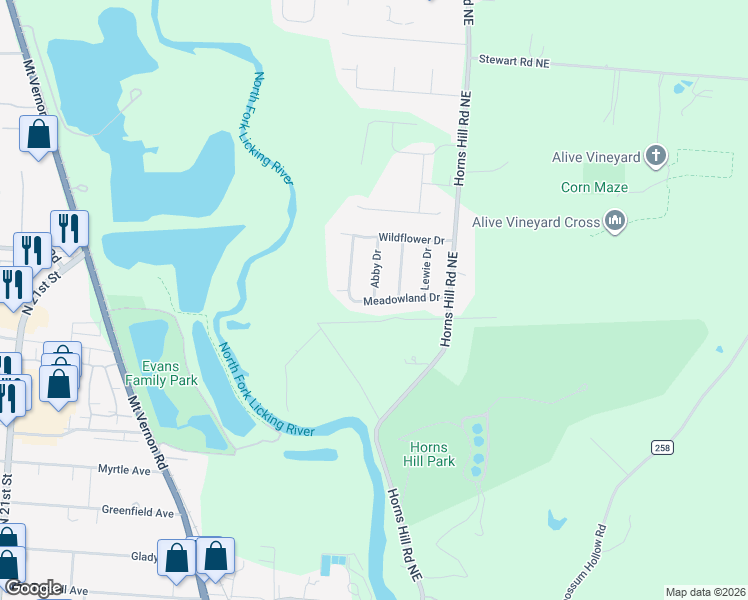 map of restaurants, bars, coffee shops, grocery stores, and more near 880 Abby Drive in Newark