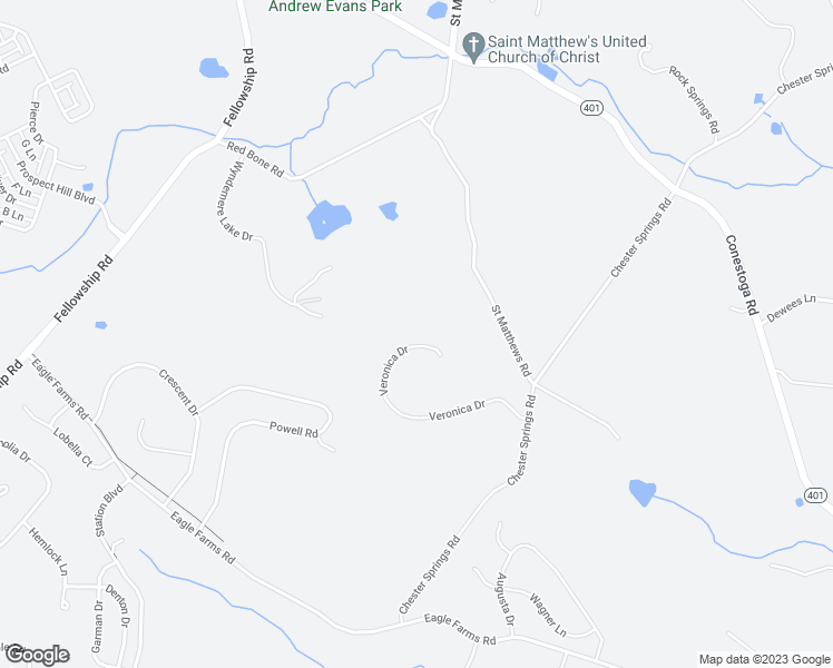 map of restaurants, bars, coffee shops, grocery stores, and more near 2543 Veronica Drive in Chester Springs