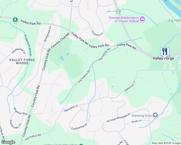 map of restaurants, bars, coffee shops, grocery stores, and more near 70 Jug Hollow Road in Phoenixville
