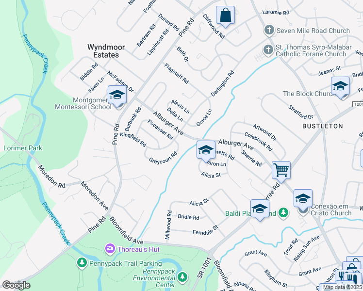 map of restaurants, bars, coffee shops, grocery stores, and more near 152 Greycourt Road in Philadelphia