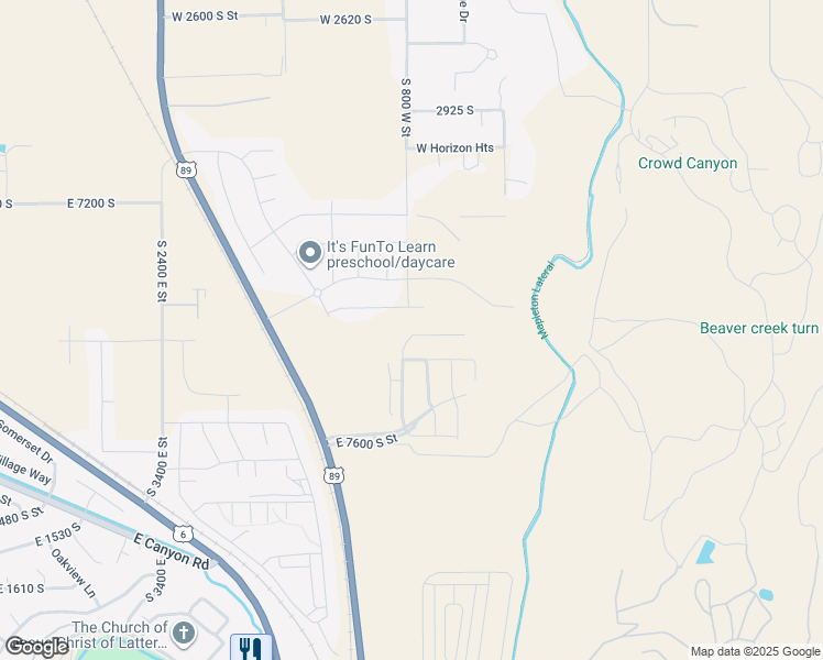 map of restaurants, bars, coffee shops, grocery stores, and more near 844 West Powderwood Lane in Mapleton