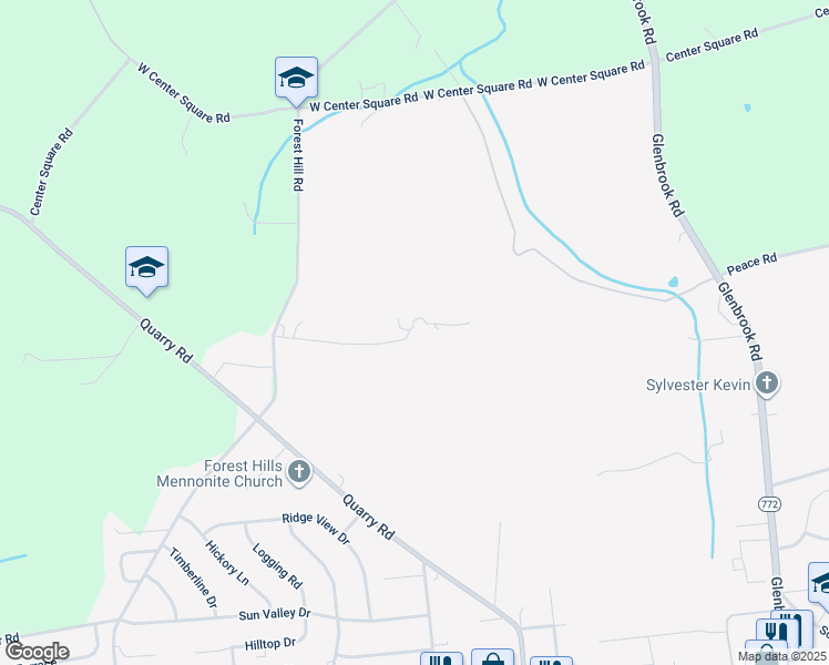 map of restaurants, bars, coffee shops, grocery stores, and more near 181 Forest Hill Road in Leola