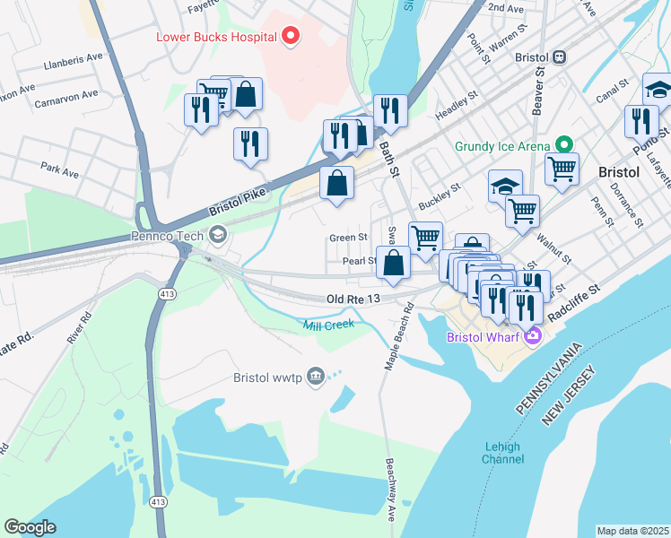 map of restaurants, bars, coffee shops, grocery stores, and more near 412 Otter Street in Bristol