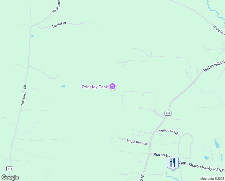 map of restaurants, bars, coffee shops, grocery stores, and more near 56 Wyddfa Court in Granville