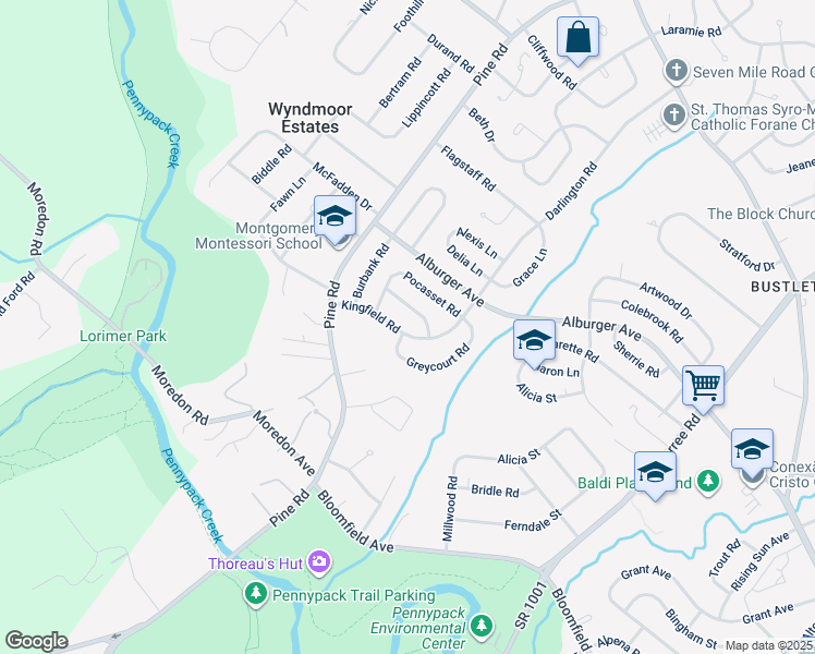 map of restaurants, bars, coffee shops, grocery stores, and more near 117 Kingfield Road in Philadelphia