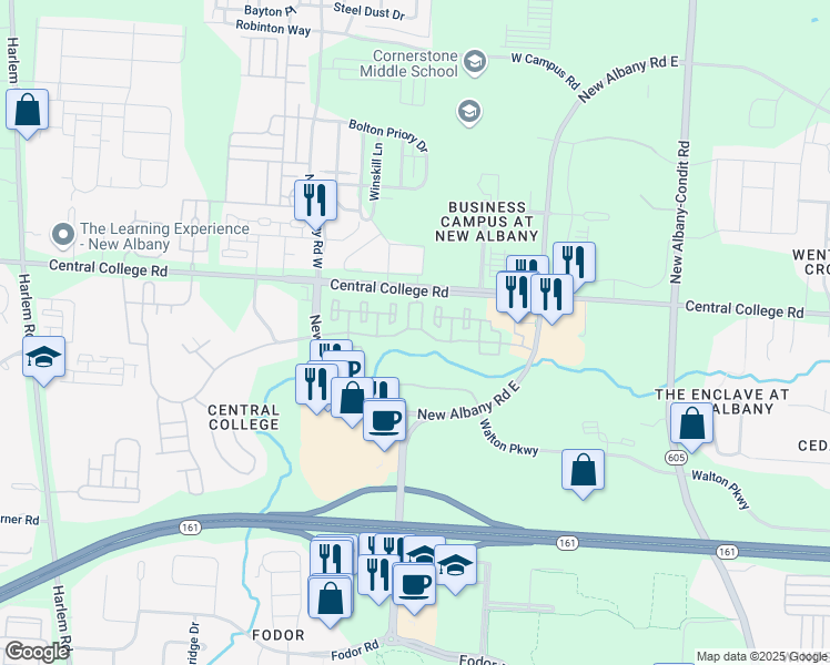 map of restaurants, bars, coffee shops, grocery stores, and more near 5501 New Albany Road in New Albany