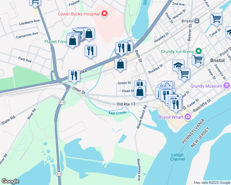 map of restaurants, bars, coffee shops, grocery stores, and more near 532 Maple Street in Bristol