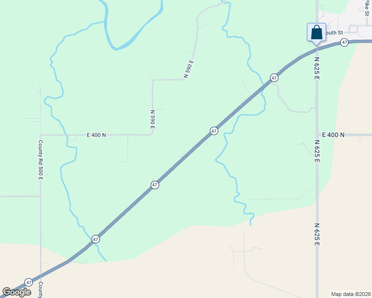 map of restaurants, bars, coffee shops, grocery stores, and more near 3897 Indiana 47 in Crawfordsville
