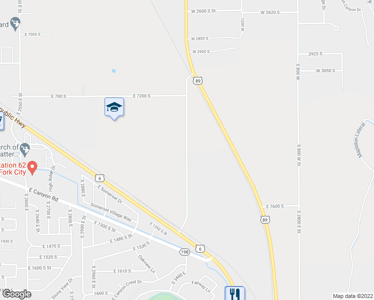 map of restaurants, bars, coffee shops, grocery stores, and more near 7361 1600 West in Spanish Fork