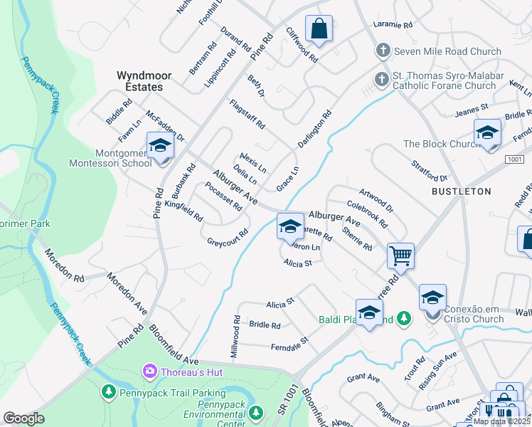 map of restaurants, bars, coffee shops, grocery stores, and more near 138 Alburger Avenue in Philadelphia