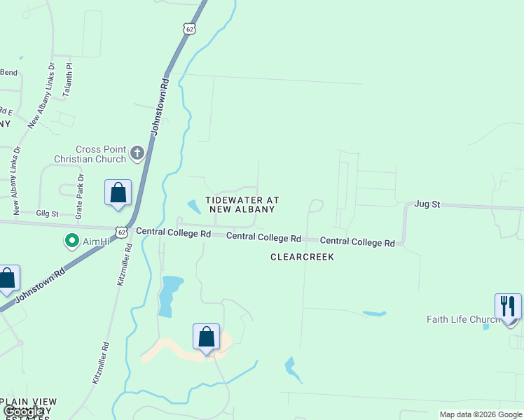 map of restaurants, bars, coffee shops, grocery stores, and more near 5375 Aldie Mill Drive in New Albany