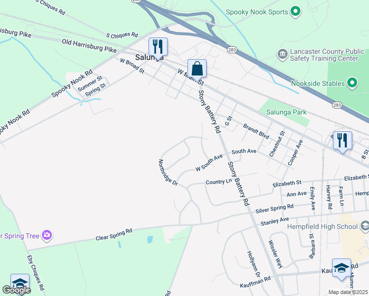 map of restaurants, bars, coffee shops, grocery stores, and more near 77 Farmington Place in Landisville