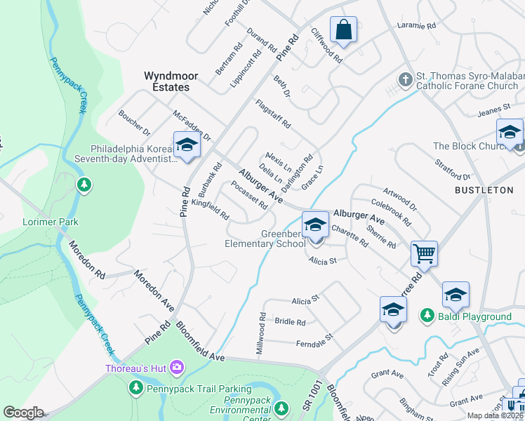 map of restaurants, bars, coffee shops, grocery stores, and more near 130 Alburger Avenue in Philadelphia