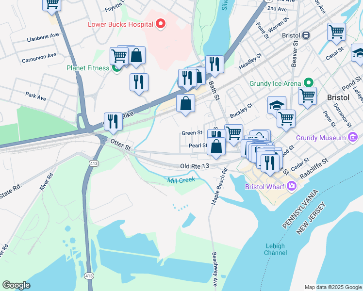 map of restaurants, bars, coffee shops, grocery stores, and more near 533 Maple Street in Bristol