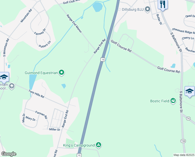 map of restaurants, bars, coffee shops, grocery stores, and more near 500-518 U.S. 15 in Dillsburg