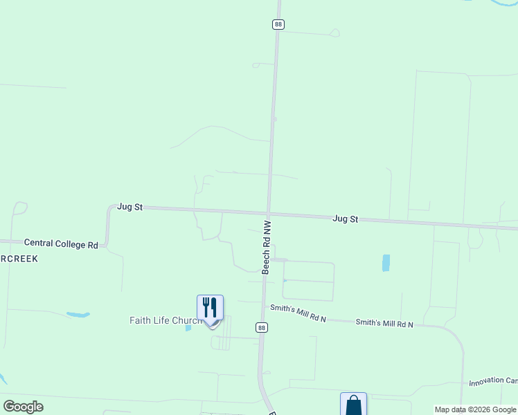 map of restaurants, bars, coffee shops, grocery stores, and more near 14288 Jug Street in Johnstown