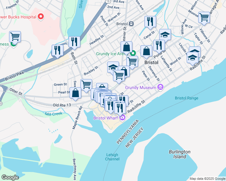 map of restaurants, bars, coffee shops, grocery stores, and more near in Bristol