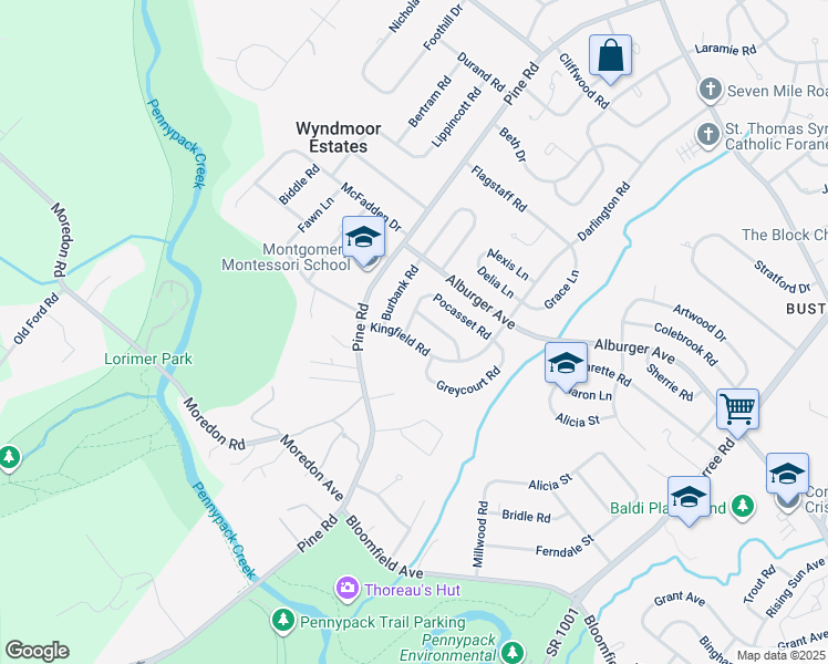 map of restaurants, bars, coffee shops, grocery stores, and more near 109 Kingfield Road in Philadelphia