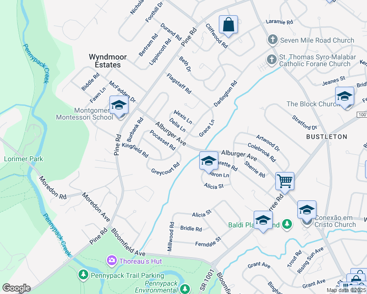 map of restaurants, bars, coffee shops, grocery stores, and more near 132 Alburger Avenue in Philadelphia