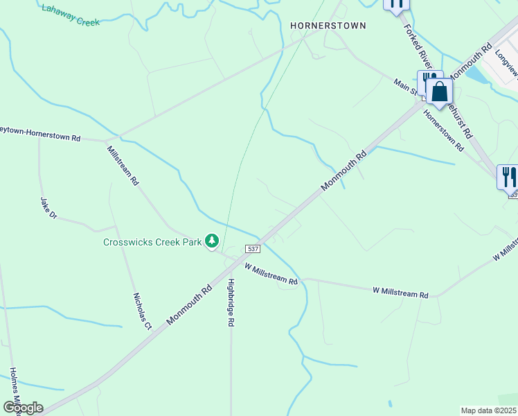 map of restaurants, bars, coffee shops, grocery stores, and more near 864 Monmouth Road in Upper Freehold