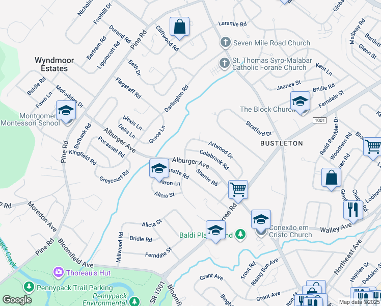 map of restaurants, bars, coffee shops, grocery stores, and more near 604 Colebrook Road in Philadelphia