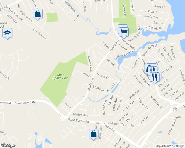 map of restaurants, bars, coffee shops, grocery stores, and more near 775 Maple Avenue in Brick