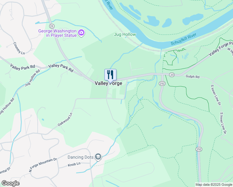 map of restaurants, bars, coffee shops, grocery stores, and more near 14 Oakwood Lane in Phoenixville