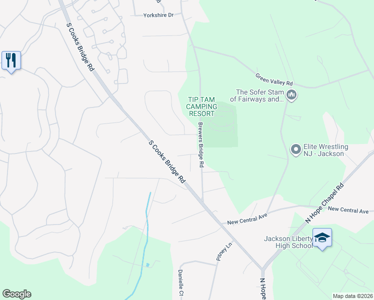 map of restaurants, bars, coffee shops, grocery stores, and more near 4 Blue Heron Drive in Jackson Township