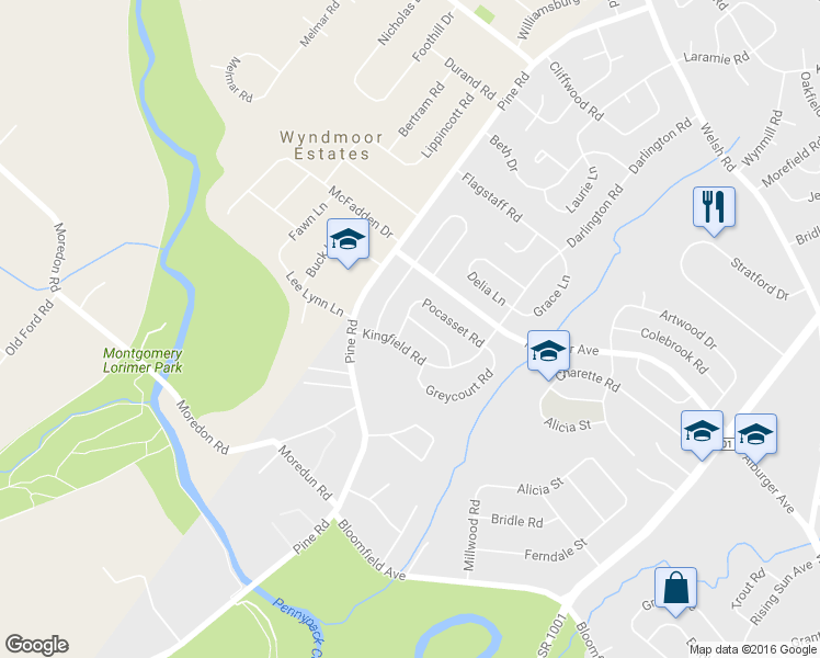 map of restaurants, bars, coffee shops, grocery stores, and more near 110 Thorndike Road in Philadelphia