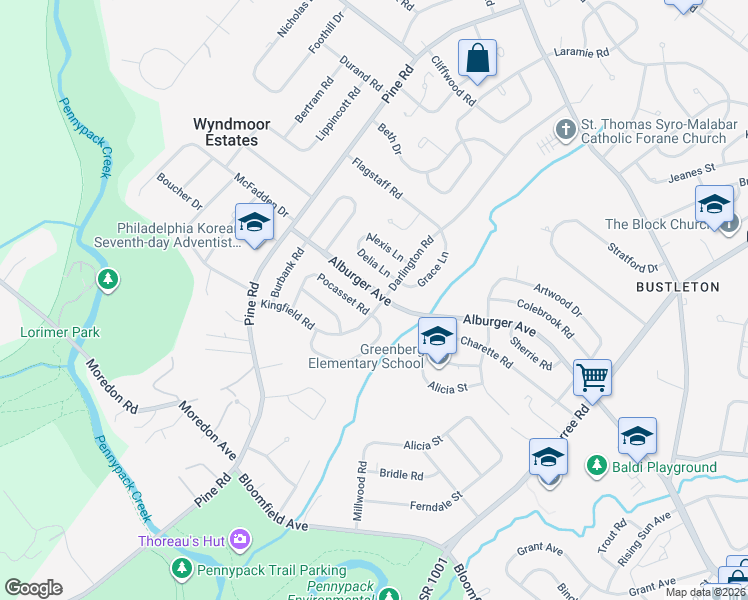 map of restaurants, bars, coffee shops, grocery stores, and more near 130 Alburger Avenue in Philadelphia