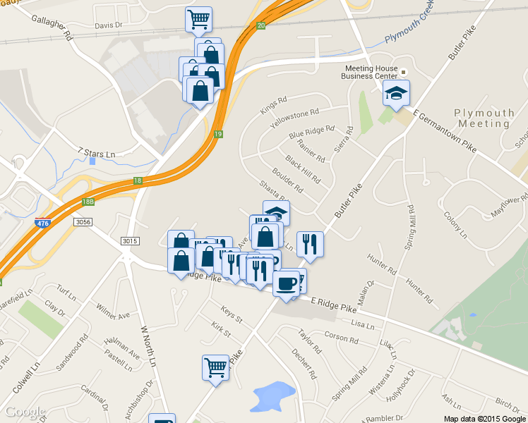 map of restaurants, bars, coffee shops, grocery stores, and more near 151 Karrs Ln in Conshohocken