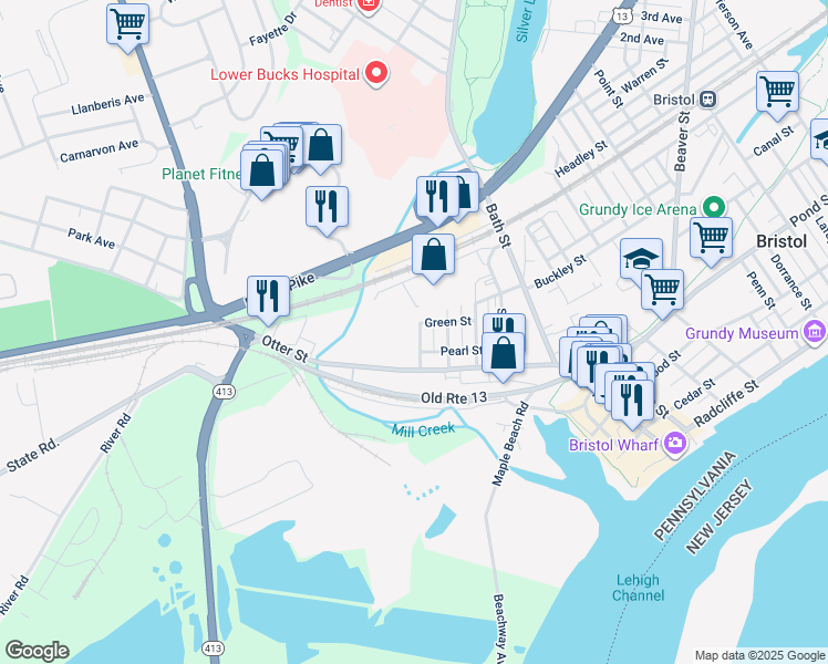 map of restaurants, bars, coffee shops, grocery stores, and more near 532 Maple Street in Bristol