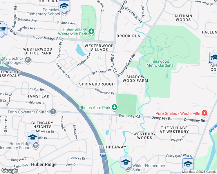 map of restaurants, bars, coffee shops, grocery stores, and more near 1031 Timberbank Drive in Westerville