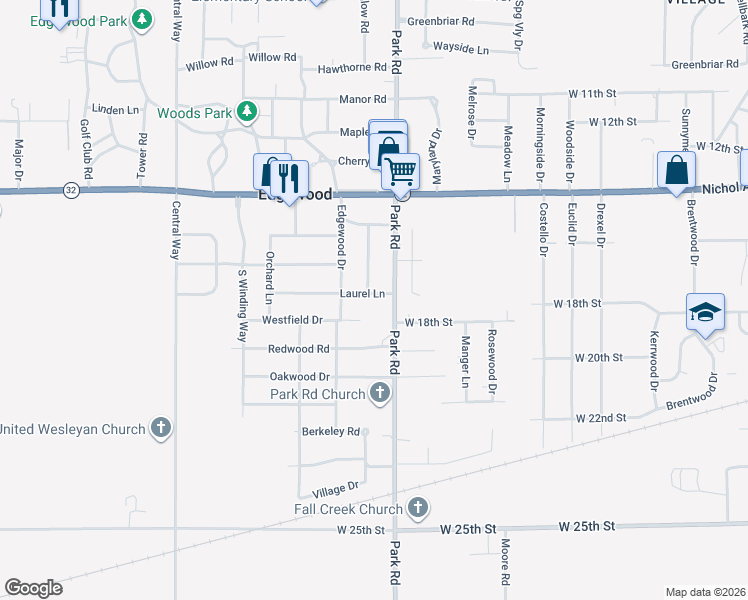 map of restaurants, bars, coffee shops, grocery stores, and more near 3319 Laurel Lane in Anderson