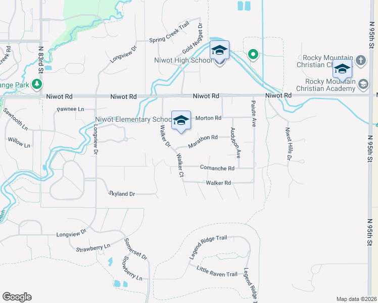 map of restaurants, bars, coffee shops, grocery stores, and more near 8836 Marathon Road in Longmont