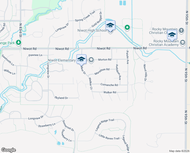 map of restaurants, bars, coffee shops, grocery stores, and more near 8836 Marathon Road in Longmont