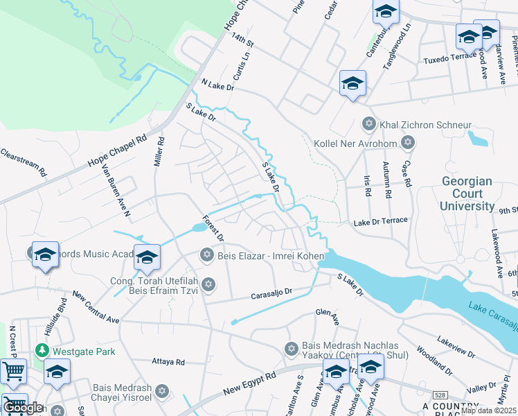 map of restaurants, bars, coffee shops, grocery stores, and more near 126A Azalea Court in Lakewood