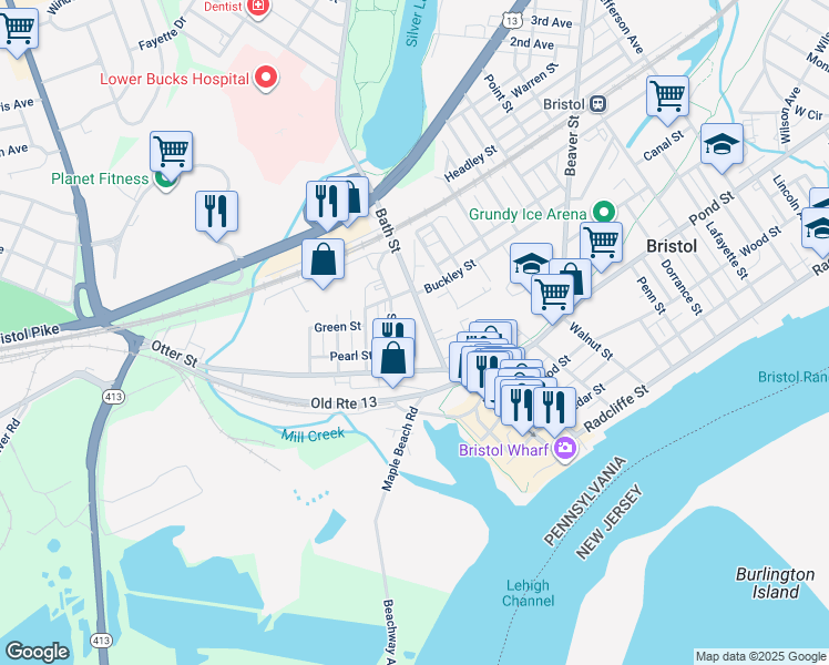 map of restaurants, bars, coffee shops, grocery stores, and more near 147 Otter Street in Bristol