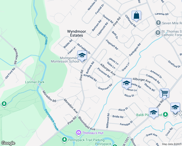 map of restaurants, bars, coffee shops, grocery stores, and more near 9202 Laramie Road in Philadelphia