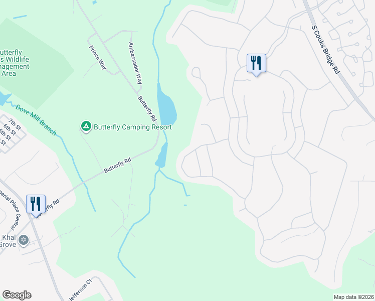 map of restaurants, bars, coffee shops, grocery stores, and more near 33 Pebble Beach Boulevard in Jackson Township