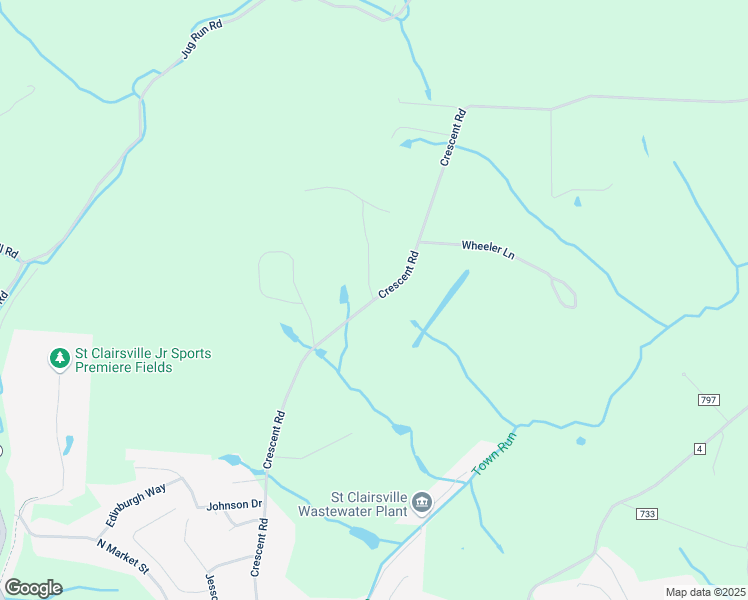map of restaurants, bars, coffee shops, grocery stores, and more near 69745 Saint Clairsville-Crescent Road in Saint Clairsville