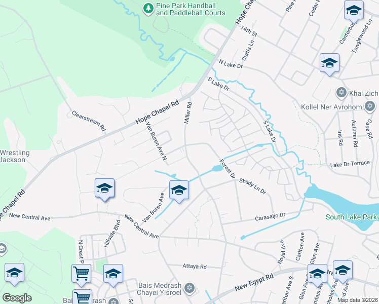 map of restaurants, bars, coffee shops, grocery stores, and more near 285 Miller Road in Lakewood