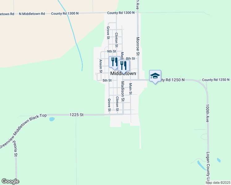 map of restaurants, bars, coffee shops, grocery stores, and more near 305 Clinton Street in Middletown