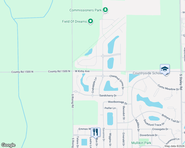 map of restaurants, bars, coffee shops, grocery stores, and more near 5006 Chestnut Grove Drive in Champaign